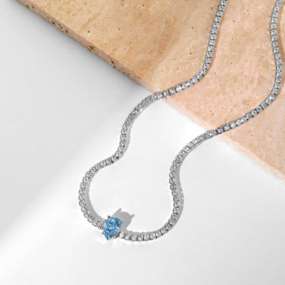 [BASLOVE]1.0 carat Unique Pear Cut Tennis Necklace