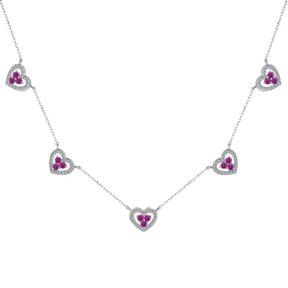 [BASLOVE]Sparkling Five Heart Necklace