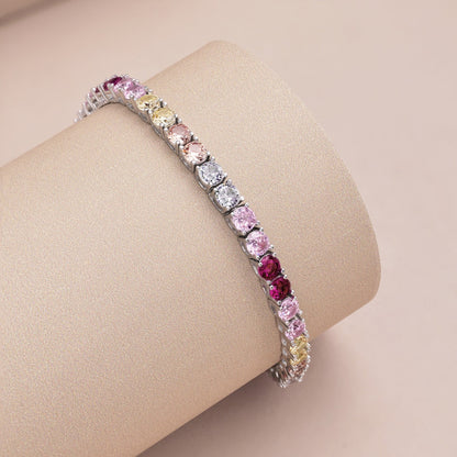 [BASLOVE]Radiant Colorful Round Cut Tennis Bracelet