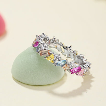 [BASLOVE]Dazzling Polychromatic Multi cut Daily Ring