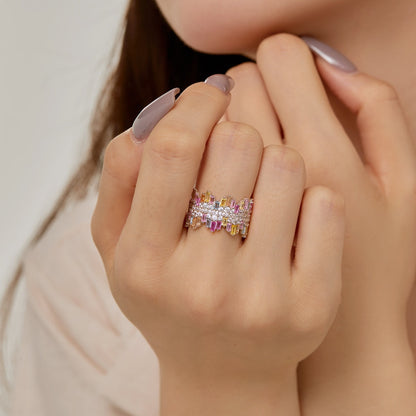 [BASLOVE]Luxurious Colorful Radiant Cut Daily Ring