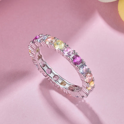 [BASLOVE]Dazzling Lustrous Round Cut Tennis Ring