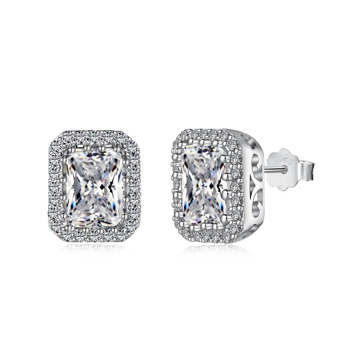 [BASLOVE]1.0 Carat Luxurious Dainty Emerald Cut Daily Earrings