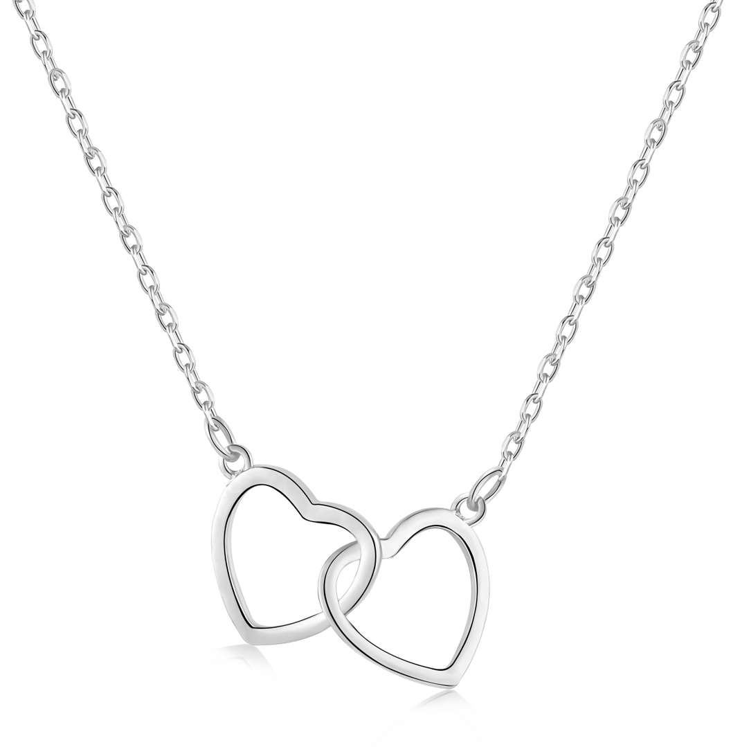 [BASLOVE]Sterling Silver Love Double Ring Necklace