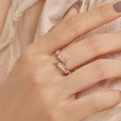 [BASLOVE]Charming Colorful Radiant Cut Adjustable Daily Ring