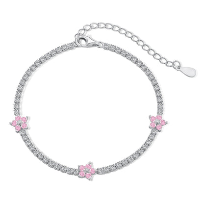 [BASLOVE]Sparkling Flower Shape Tennis Bracelet