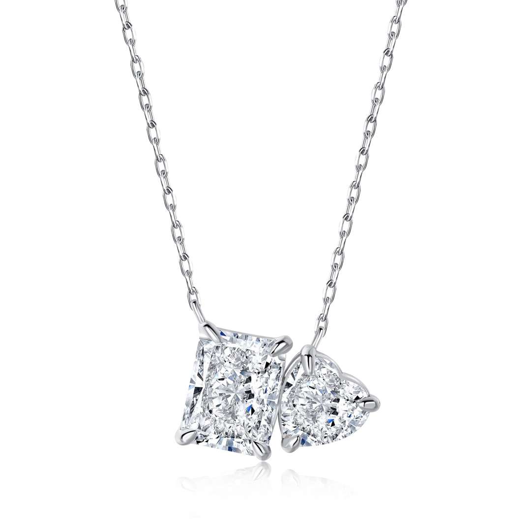 [BASLOVE]Dazzling Square & Heart Shape Necklace