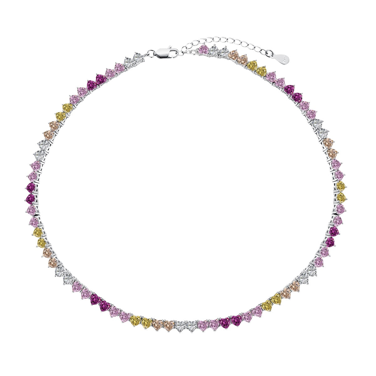 [BASLOVE]Sparkling Colorful Full Heart Tennis Necklace