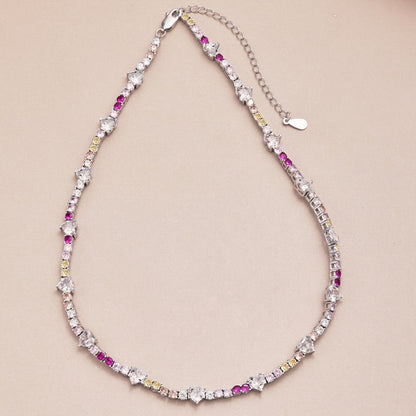 [BASLOVE]Delicate Colorful Rainbow Tennis Chain