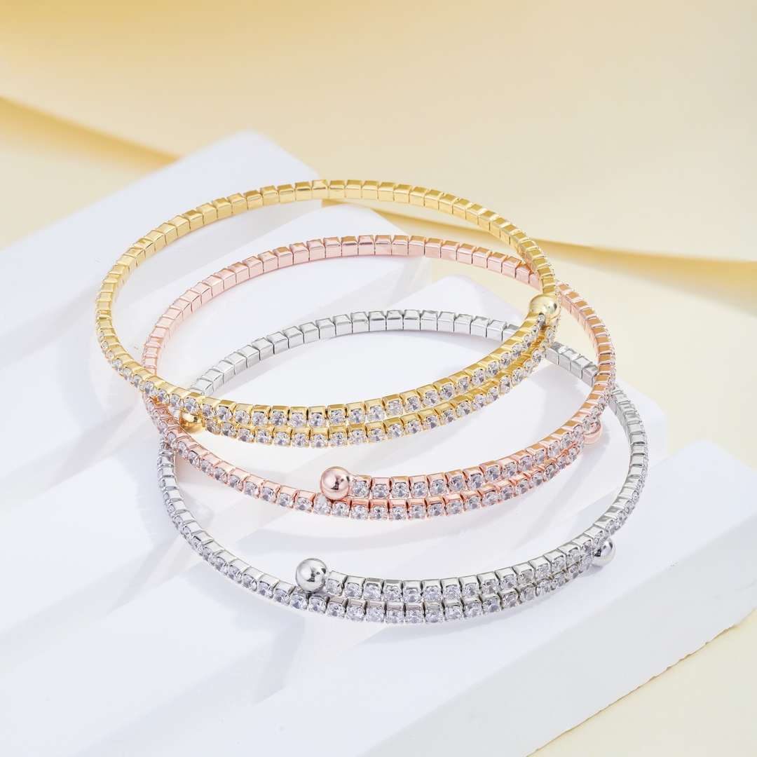 [BASLOVE]Row of Diamonds Round Fashion Bracelet