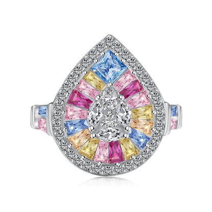 [BASLOVE]Elegant Colorful Water Drop Shape Banquet Ring