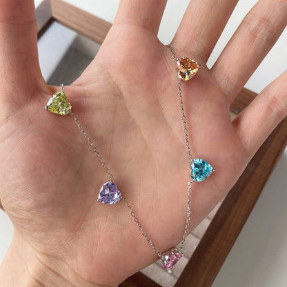 [BASLOVE]Sparkling Colorful Heart Cut Necklace