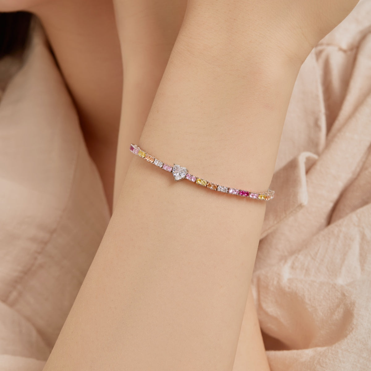 [BASLOVE]Delicate Romantic Heart Shape Lover Bracelet