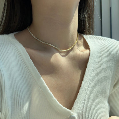 [BASLOVE]Delicate Round Shape Tennis Necklace