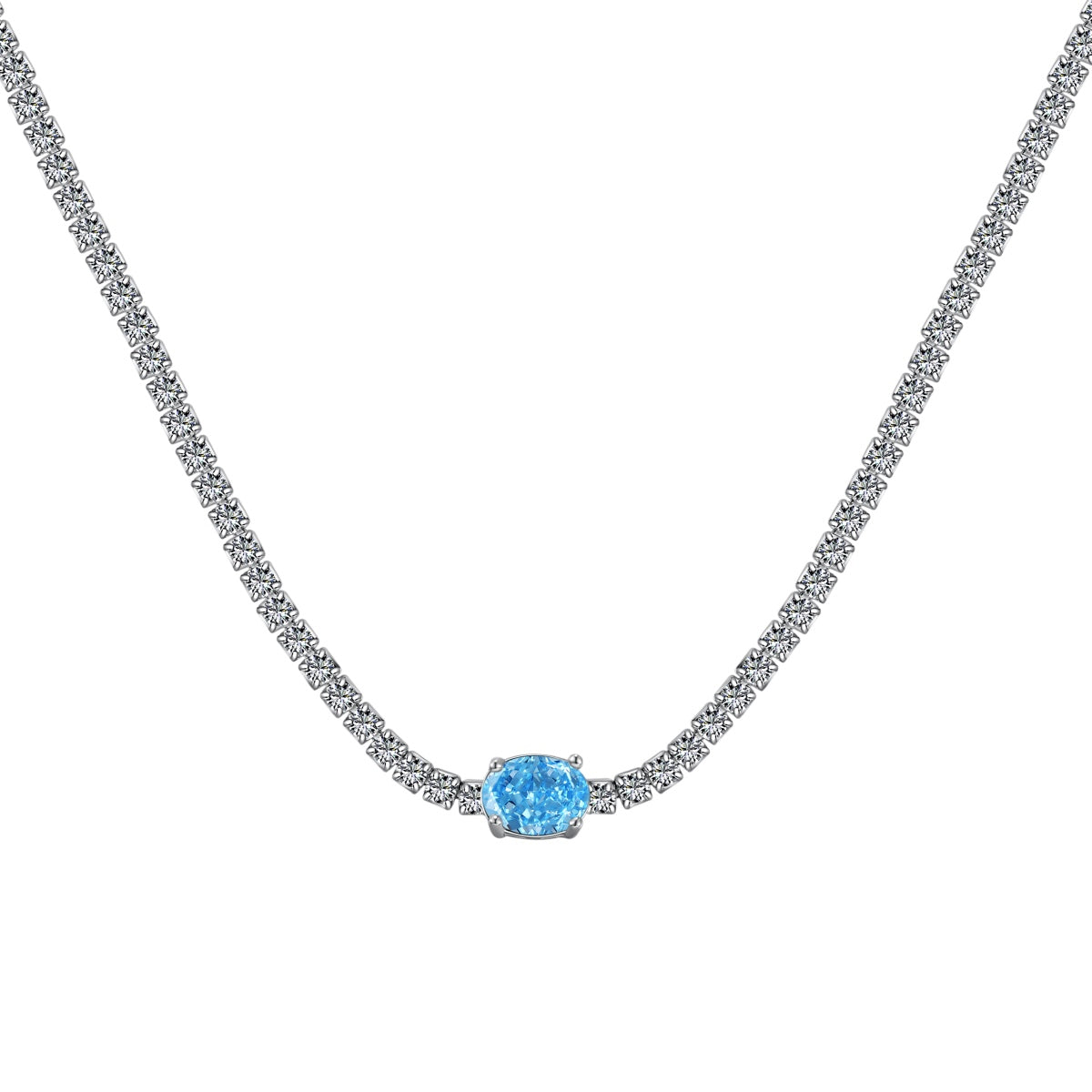 [BASLOVE]1.0 Carat Shining Oval Cut Necklace