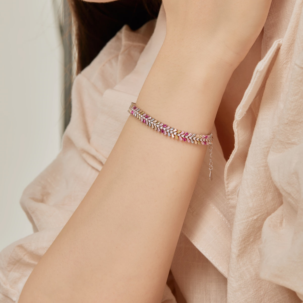 [BASLOVE]Dainty Radiant Emerald Cut Daily Bracelet