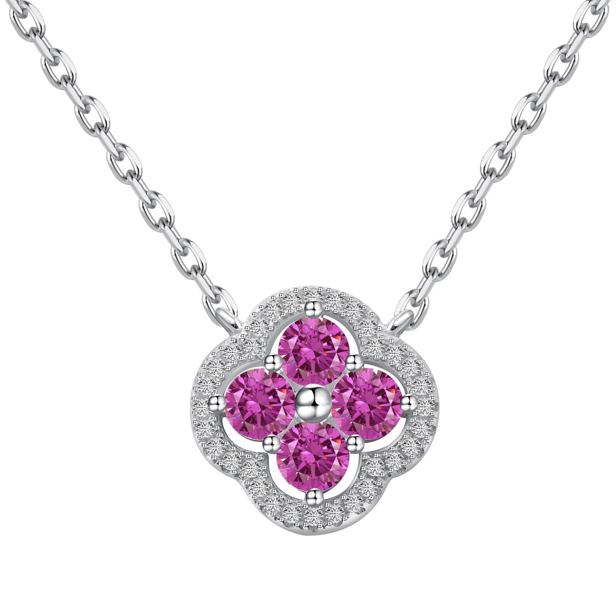 [BSNL Jewels] Exquisite Halskette mit vierblättrigem Kleeblatt-Blumendesign