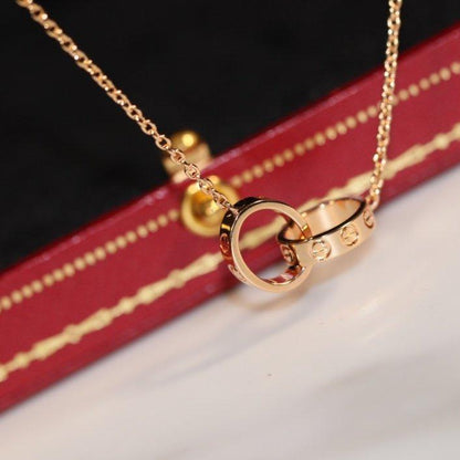 [Basjewels]LOVE NECKLACE PINK GOLD AND SILVER