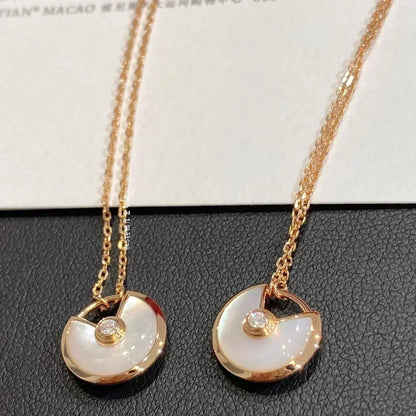 [Basjewels]AMULETTE ROSE GOLD MOP NECKLACE