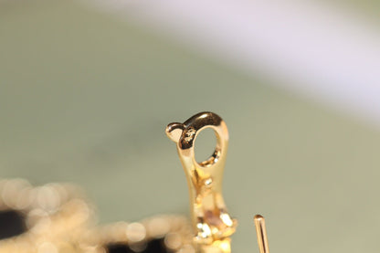 [Basjewels]CLOVER EARRINGS GOLD ONYX MOP 3 MOTIF