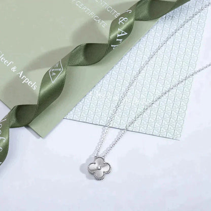 [Basjewels]CLOVER  15MM DIAMOND LASER NECKLACE SILVER