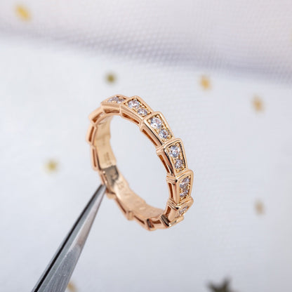 [Basjewels]SERPENTI RING PINK GOLD DIAMOND PAVED 3MM