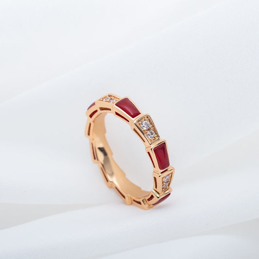 [BSNL Jewels]SERPENTI RING ROTGOLD KARNEOL DIAMANT 3MM