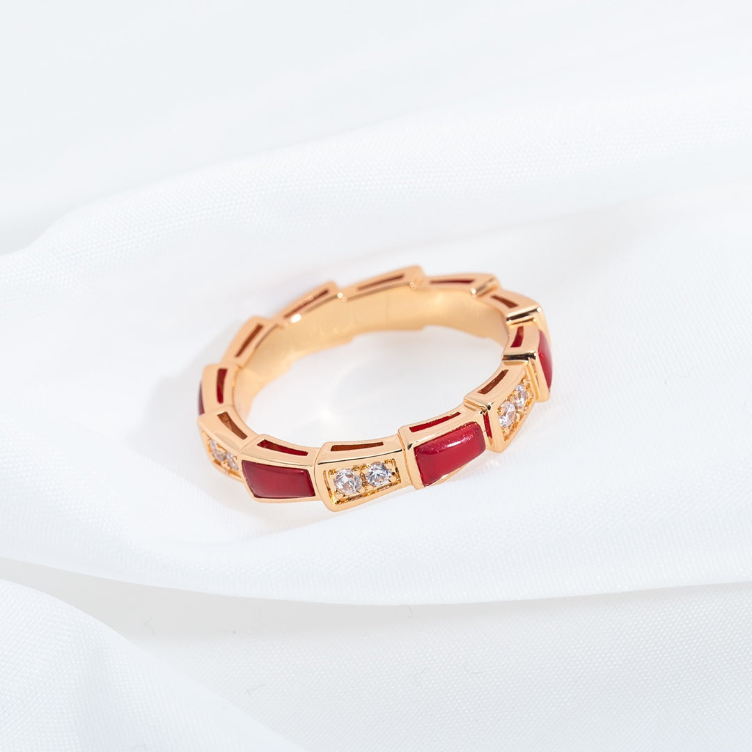 [BSNL Jewels]SERPENTI RING ROTGOLD KARNEOL DIAMANT 3MM