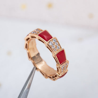 [BSNL Jewels] SERPENTI RING ROTGOLD KARNEOL DIAMANT GEPAPERT 4MM