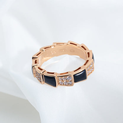 [BSNL Jewels] SERPENTI RING ROSA GOLD SCHWARZ MOP DIAMANT GEPAPERT 4MM