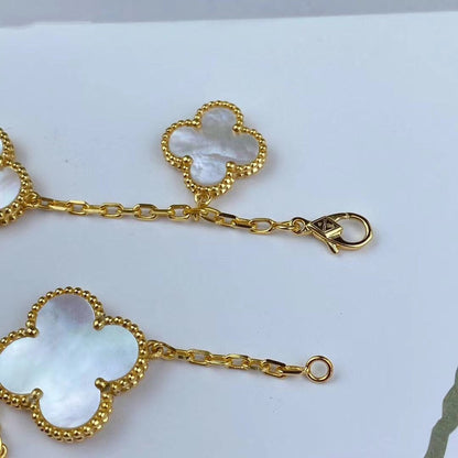 [Basjewels]MAGIC CLOVER MOP GOLD BRACELET 5 MOTIFS