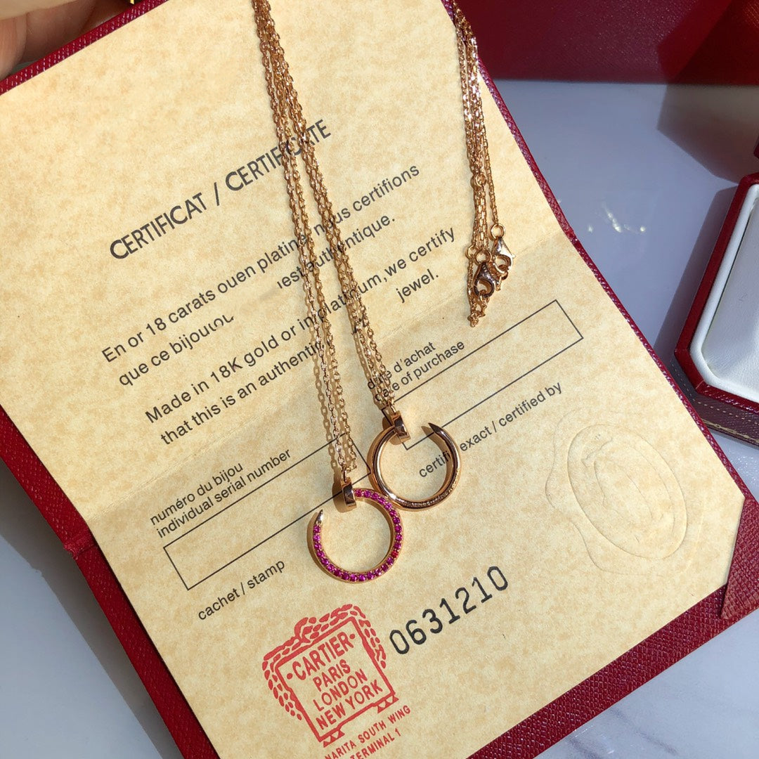 [Basjewels]JUSTE NECKLACE GOLD RED DIAMONDS