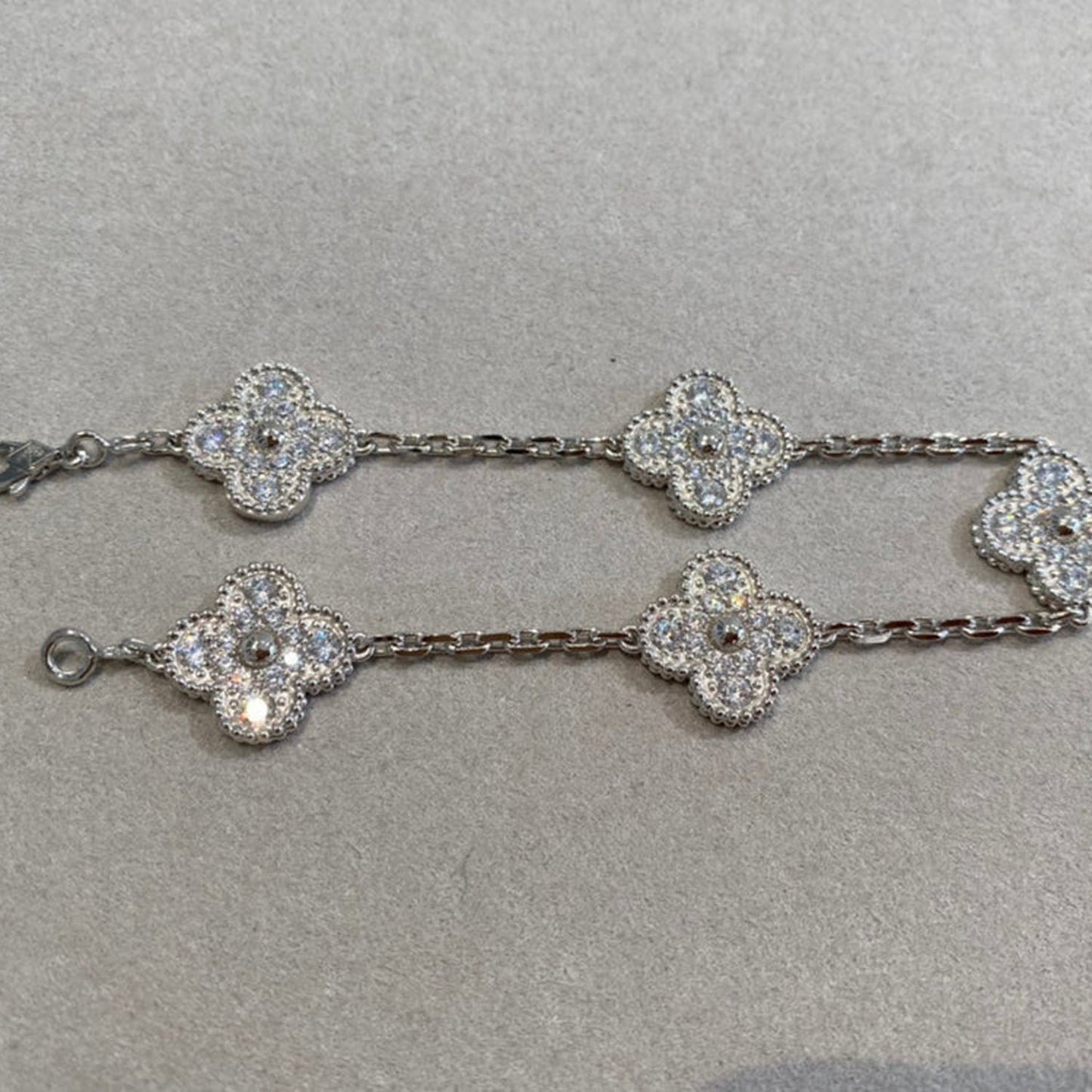 [Basjewels]CLOVER 5 MOTIFS  DIAMOND BRACELET SILVER