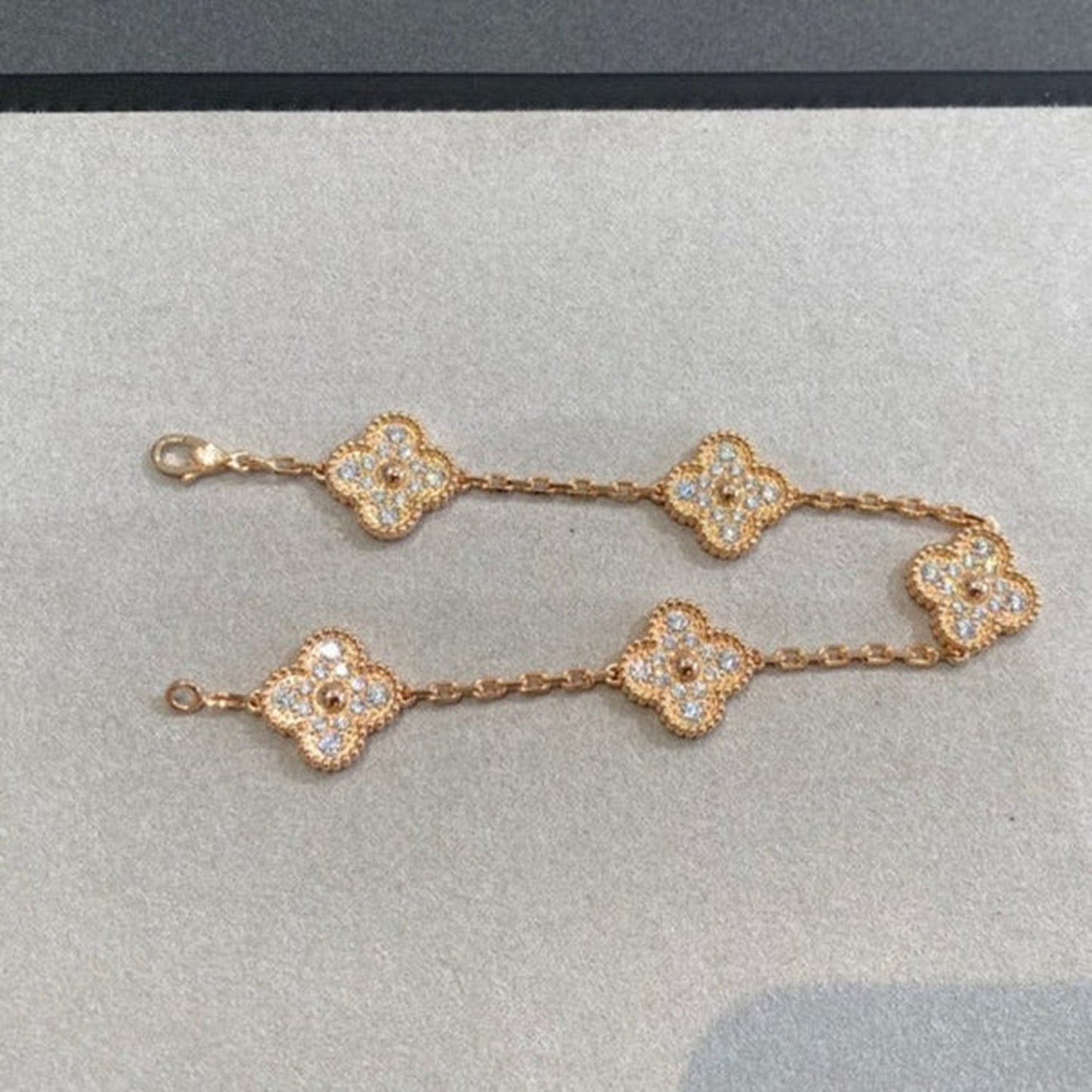 [Basjewels]CLOVER 5 MOTIFS  FULL DIAMOND BRACELET