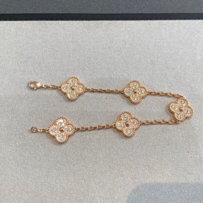 [Basjewels]CLOVER 5 MOTIFS  FULL DIAMOND BRACELET