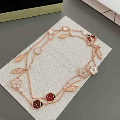 [Basjewels]LUCKY SPRING 15 MOTIFS ROSE GOLD NECKLACE