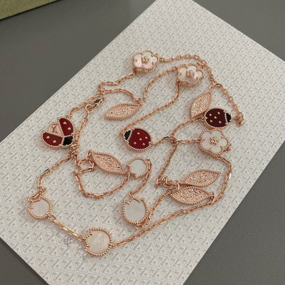 [Basjewels]LUCKY SPRING 15 MOTIFS ROSE GOLD NECKLACE