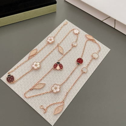 [Basjewels]LUCKY SPRING 15 MOTIFS ROSE GOLD NECKLACE