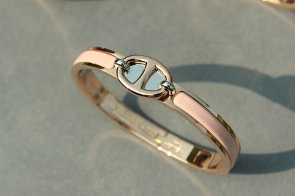 [Basjewels]CLIC CHAINE PINK GOLD BRACELET