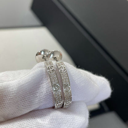 [Basjewels]LOVE DIAMOND SILVER HOOP EARRINGS