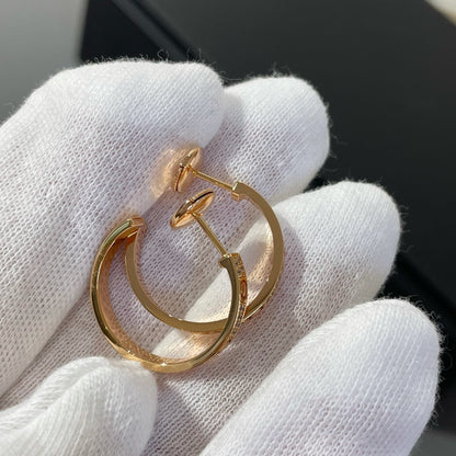 [Basjewels]LOVE DIAMOND PINK GOLD HOOP EARRINGS