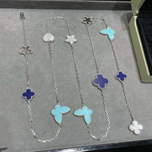 [Basjewels]LUCKY CLOVER SILVER 11 MOTIF NECKLACE