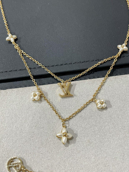 [BSNL Jewels]LV FLOWERGRAM ROSGOLD MOP DOPPELREIHIGE HALSKETTE