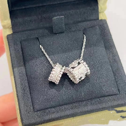 [Basjewels]PERLEE DOUBLE PENDANT SILVER DIAMOND NECKLACE