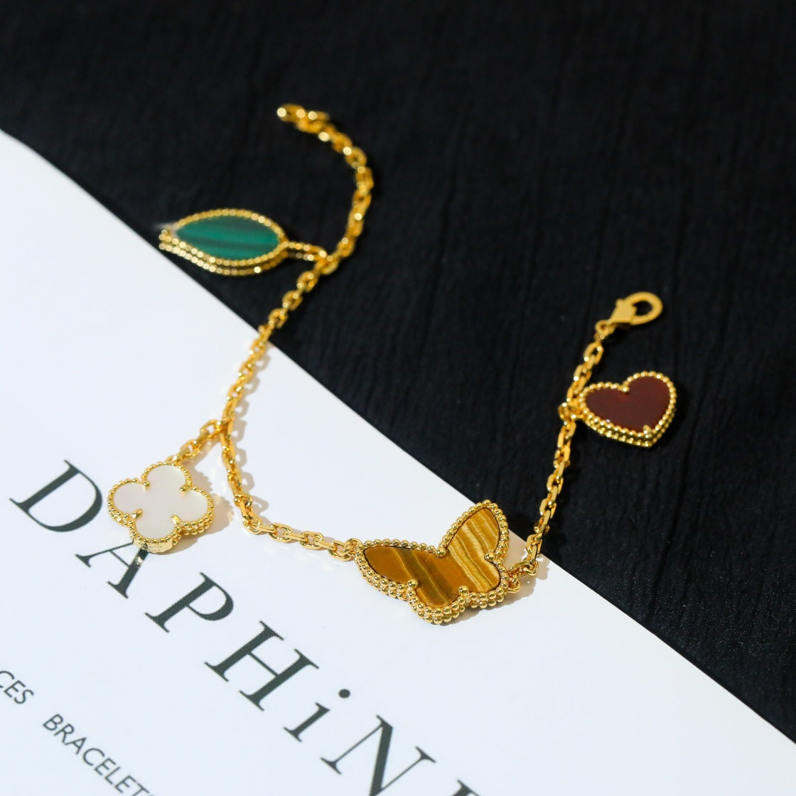 [Basjewels]LUCKY SPRING 5 MOTIF GOLD BRACELET