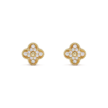 [Basjewels]CLOVER MEDIUM 1 MOTIFS FUll DIAMOND EARRINGS