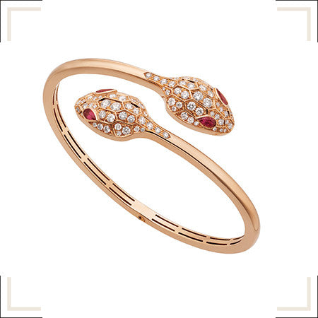 [Basjewels]SERPENTI BRACELET PINK GOLD DIAMOND DOUBLE SNAKE