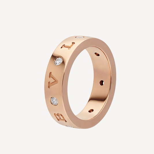 [Basjewels]ZERO 1 ESSENTIAL PINK GOLD BAND WITH DIAMONDS RING