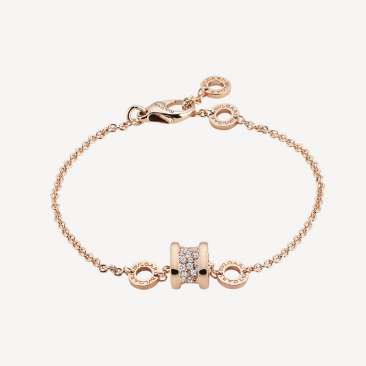 [BSNL Jewels]ZERO 1 SOFT PINK GOLD MIT PAVED DIAMANTEN AUF DEM SPIRALARMBAND