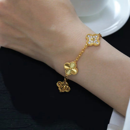 [Basjewels]CLOVER BRACELET 5 MOTIFS GOLD DIAMOND